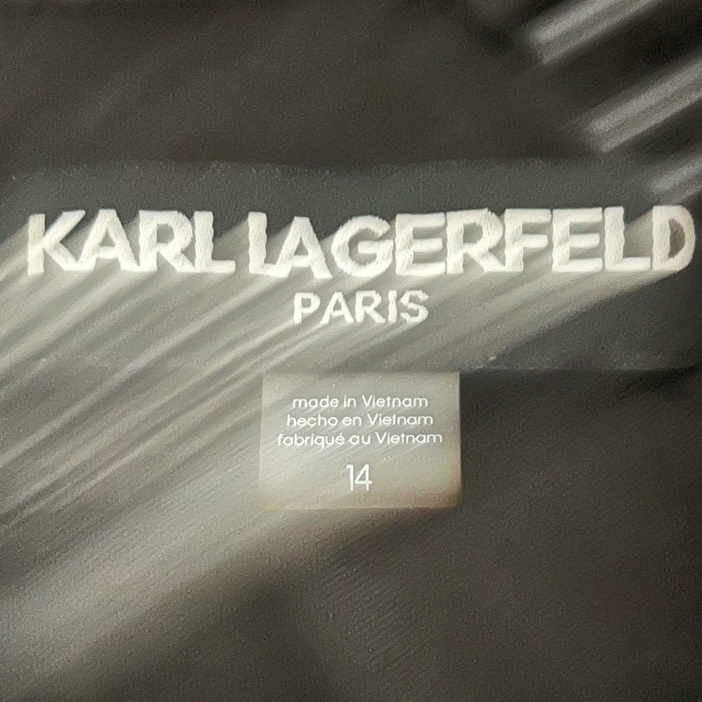 Karl Lagerfeld Paris short-sleeve bouclé-tweed Peter Pan collar A-line dress - Picture 3 of 9